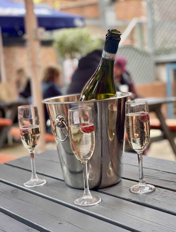 Bottle of Prosecco and glasses